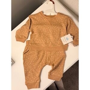 Cloud Island Baby Mustard Yellow Dot Sweatshirt and Jogger Pants Set 3-6M NEW